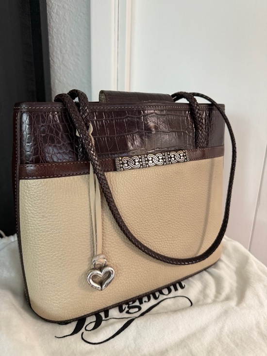 Brighton Handbags - Brighton Liana Bone/Choc Satchel with Dust Cover and Box